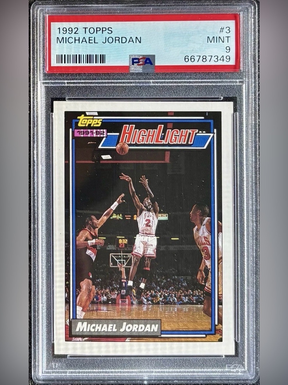 Michael AIR Jordan Highlight #3 -92 Topps
PSA 9 
GOAT OF SPORTS
Invest w/ Jordan